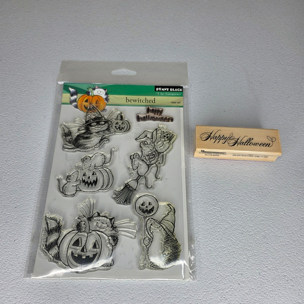 Penny Black Craft Smart Halloween Stamps Cat Pumpkin Bewitched Cards Scrapbook